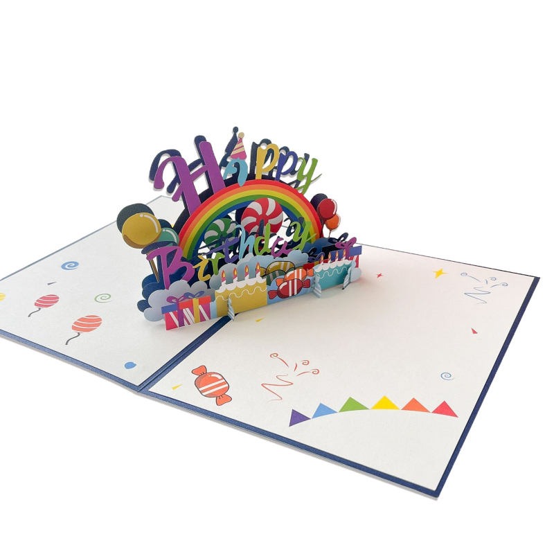 Felicitări de ziua de naștere cu decupaje din hârtie, 3D, din hârtie specială, cu detalii bronzate