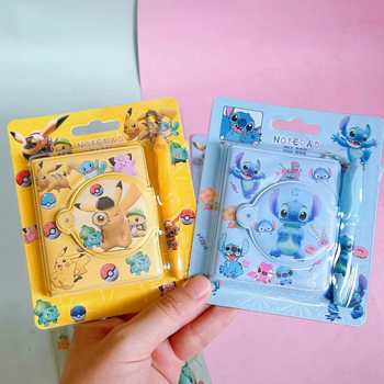 Jurnal de mână cu capibara și Pikachu desenat, caiet portabil cu pix cu bilă