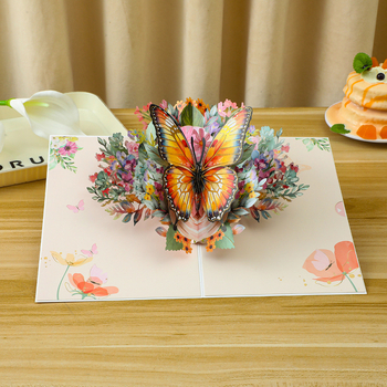Carte de felicitare 3D cu fluture, pliabilă, lucrată manual, cadou romantic de sărbători