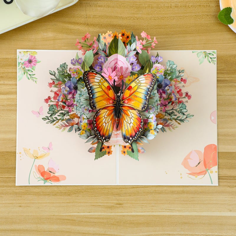 Carte de felicitare 3D cu fluture, pliabilă, lucrată manual, cadou romantic de sărbători