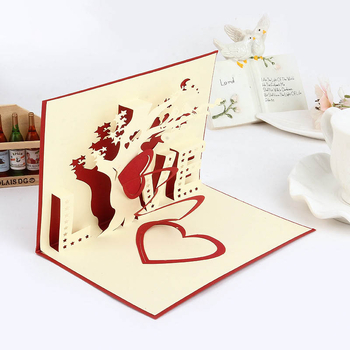 Card de felicitare 3D pop-up cu copac de dragoste, handmade, din hârtie specială de înaltă calitate