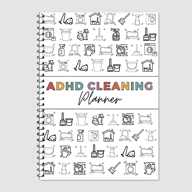 ADHD Curățenie: Planificator cu Listă de Verificare Anuală a Curățeniei, Carnet cu Spirală pentru Programul de Acasă