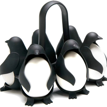 Set pentru ouă în formă de pinguin cu aburire și raft de depozitare în frigider
