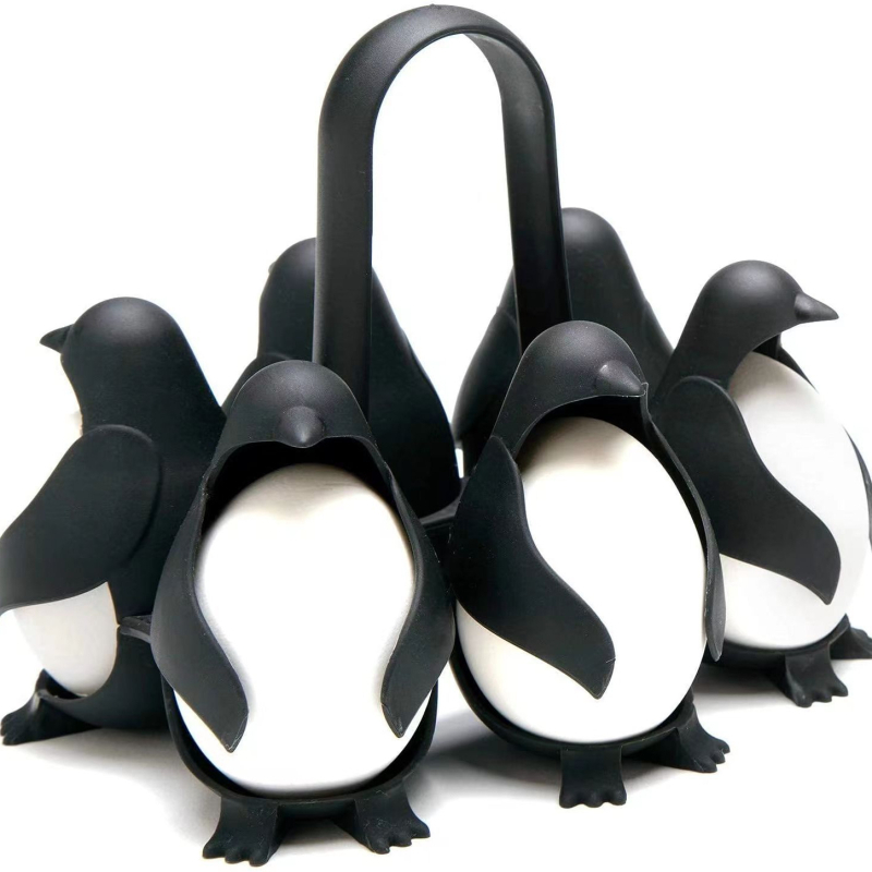 Set pentru ouă în formă de pinguin cu aburire și raft de depozitare în frigider