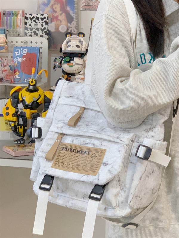 Harajuku stil japanska ženska torba preko ramena, velika kapaciteta, školska tote torba, platnena crossbody torba