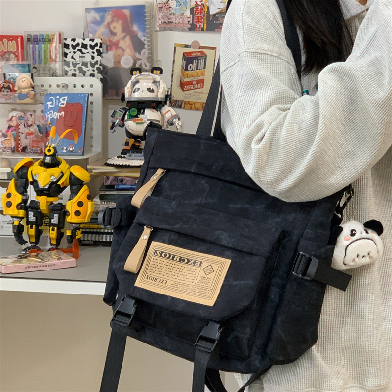 Harajuku stil japanska ženska torba preko ramena, velika kapaciteta, školska tote torba, platnena crossbody torba