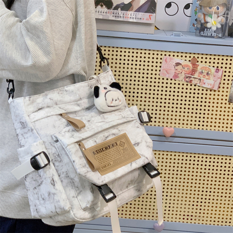 Harajuku stil japanska ženska torba preko ramena, velika kapaciteta, školska tote torba, platnena crossbody torba