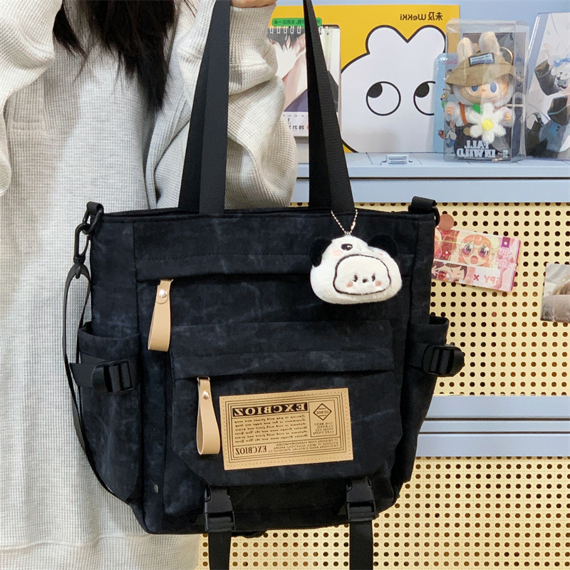 Harajuku stil japanska ženska torba preko ramena, velika kapaciteta, školska tote torba, platnena crossbody torba