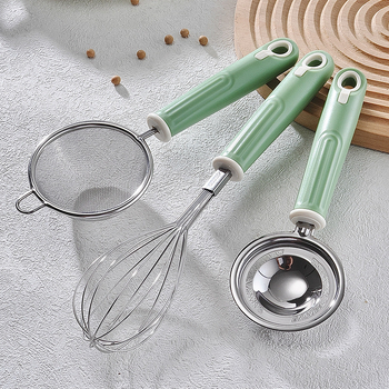 Set de ustensile pentru alimentația bebelușilor din oțel inoxidabil 304, cu lingură filtrare ulei de orez, tel și separator de albuș pentru coacere