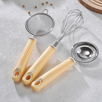 Set de ustensile pentru alimentația bebelușilor din oțel inoxidabil 304, cu lingură filtrare ulei de orez, tel și separator de albuș pentru coacere
