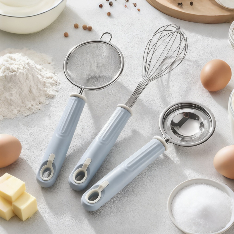 Set de ustensile pentru alimentația bebelușilor din oțel inoxidabil 304, cu lingură filtrare ulei de orez, tel și separator de albuș pentru coacere