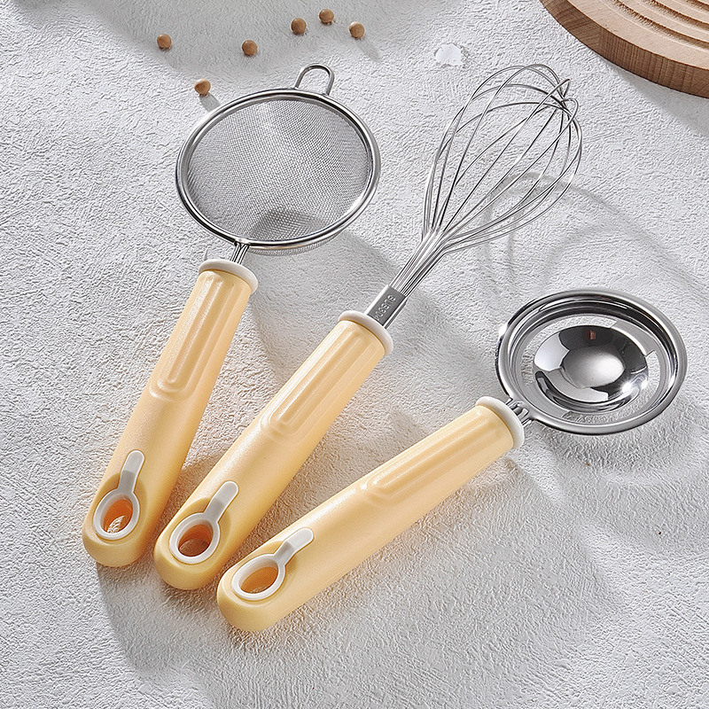 Set de ustensile pentru alimentația bebelușilor din oțel inoxidabil 304, cu lingură filtrare ulei de orez, tel și separator de albuș pentru coacere