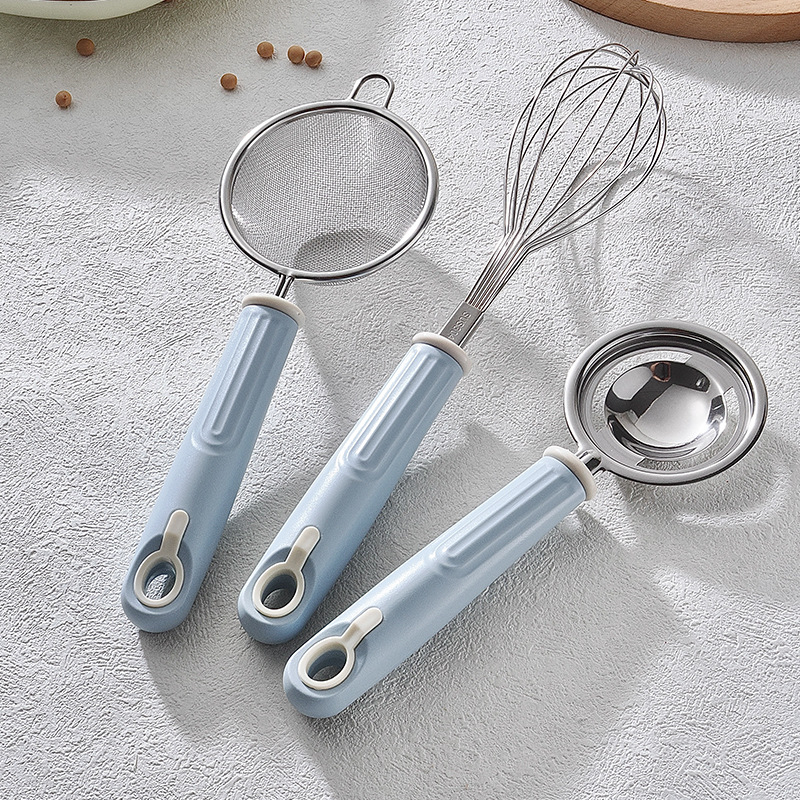 Set de ustensile pentru alimentația bebelușilor din oțel inoxidabil 304, cu lingură filtrare ulei de orez, tel și separator de albuș pentru coacere
