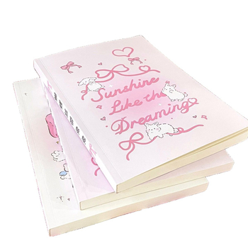 Notebook A5 cu inimă feminină, fundă și iepuraș – pagini albe, stil Instagram, gros, jurnal DIY pentru elevi