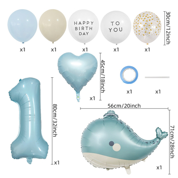 Set baloane mate cu temă oceanică, cu delfin și baloane cu cifre pentru decorul petrecerii pentru copii