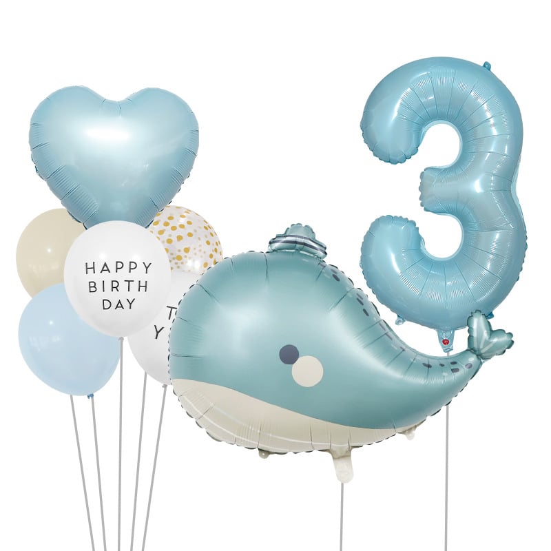Set baloane mate cu temă oceanică, cu delfin și baloane cu cifre pentru decorul petrecerii pentru copii