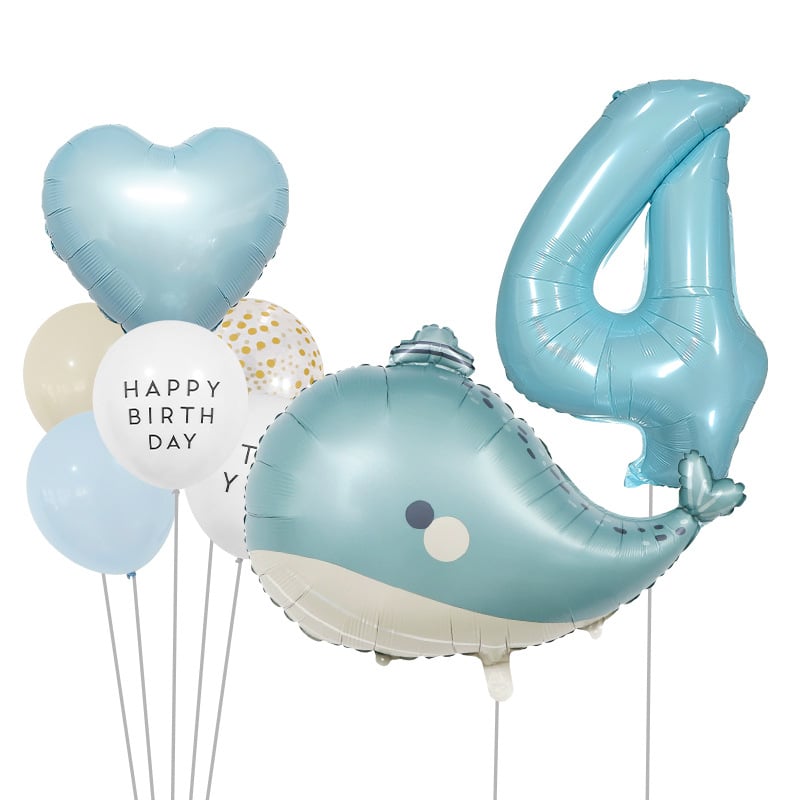 Set baloane mate cu temă oceanică, cu delfin și baloane cu cifre pentru decorul petrecerii pentru copii