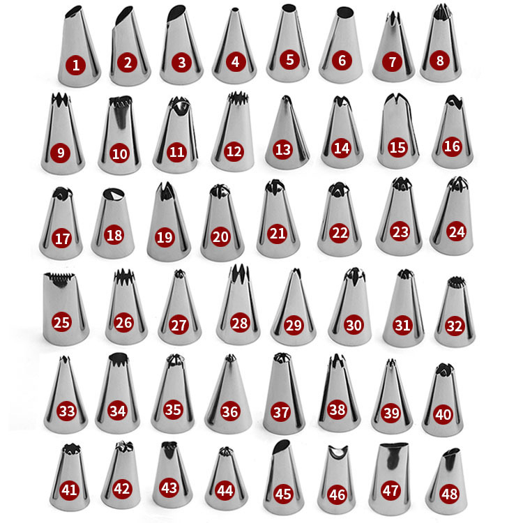 Set de duze pentru decorare prăjituri și fursecuri, 6–12–24–48 vârfuri