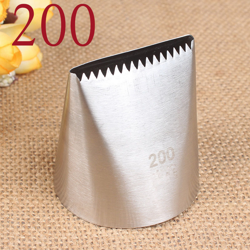 Maifu 200# duză zimțată pentru cremă, cu o singură față, din oțel inoxidabil 304, pentru decoruri de patiserie, extra mare