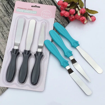 Set de trei spatule pentru prăjituri: spatulă, cuțit pentru demoldare, cuțit din oțel inoxidabil pentru netezire și decorare