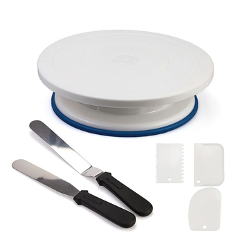 Set de 6 piese pentru decorarea prăjiturilor cu platou rotativ din plastic