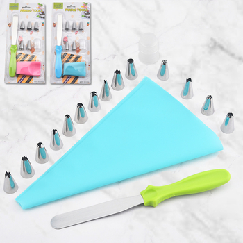 Set din oțel inoxidabil pentru decorare: duze, spatulă și pungi pentru decorare, kit de patiserie pentru bucătăria de acasă