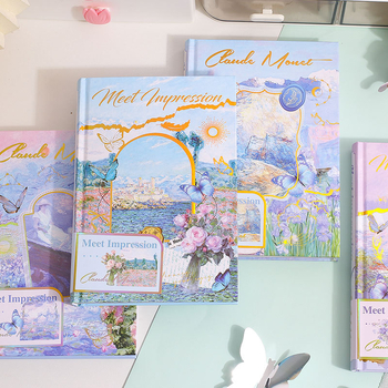 Caiet de ilustrații pentru impresii, pagini color funcționale, copertă rigidă în stil retro, jurnal portabil