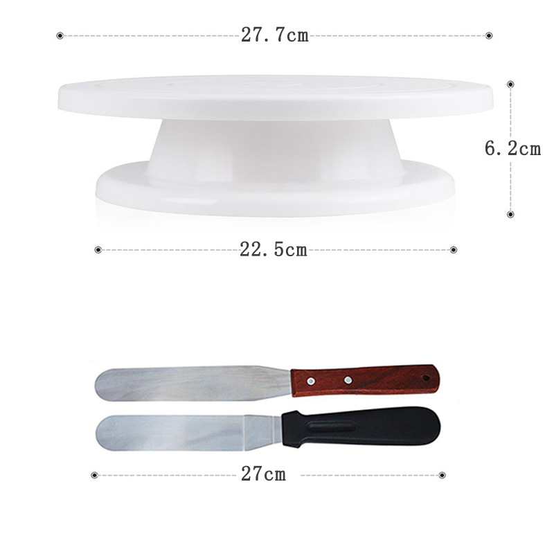 Set decorare tort 40 piese: suport rotativ pentru decorare, spatule, duze pentru ornare, sacoșe pentru cremă, unelte de patiserie