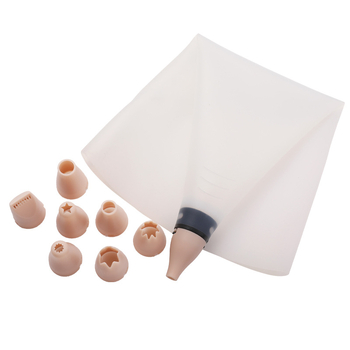 Set de decorare personalizat, 10 piese, accesorii din PP, sac de patiserie din silicon cu conector