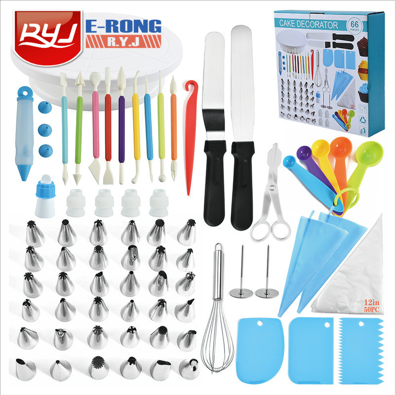 Set de duze din oțel inoxidabil pentru decorarea torturilor, 66 de piese