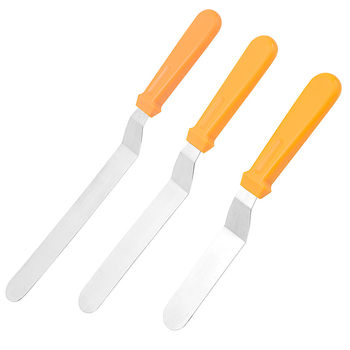 Spatulă pentru torturi din oțel inoxidabil, vârf curbat, dimensiuni 6/8/10 inch, spatulă cremă îngroșată