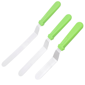 Spatulă pentru torturi din oțel inoxidabil, vârf curbat, dimensiuni 6/8/10 inch, spatulă cremă îngroșată