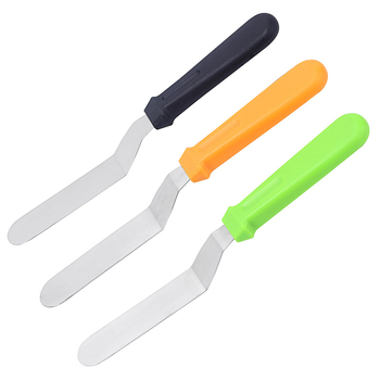 Spatulă pentru torturi din oțel inoxidabil, vârf curbat, dimensiuni 6/8/10 inch, spatulă cremă îngroșată