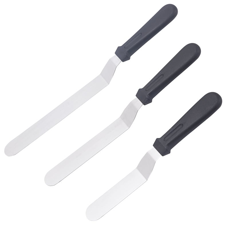 Spatulă pentru torturi din oțel inoxidabil, vârf curbat, dimensiuni 6/8/10 inch, spatulă cremă îngroșată