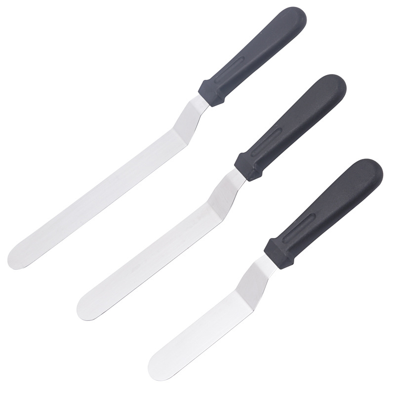 Spatulă pentru torturi din oțel inoxidabil, vârf curbat, dimensiuni 6/8/10 inch, spatulă cremă îngroșată
