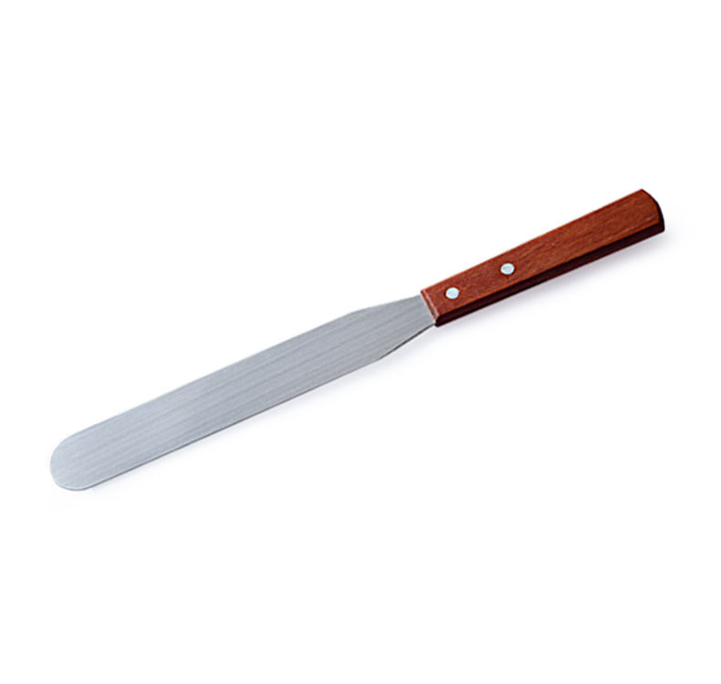 Jiaju Spatulă pentru tort din oțel inox cu mâner din lemn, spatulă pentru cremă, netezire la finisaj, bucătărie DIY