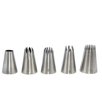 Set din oțel inoxidabil, 5 piese, pentru decorarea cupcakeurilor, cu vârfuri 1A, 1E, 1C, 356 și 9FT