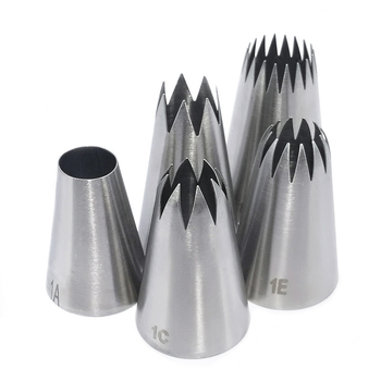 Set din oțel inoxidabil, 5 piese, pentru decorarea cupcakeurilor, cu vârfuri 1A, 1E, 1C, 356 și 9FT