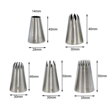 Set din oțel inoxidabil, 5 piese, pentru decorarea cupcakeurilor, cu vârfuri 1A, 1E, 1C, 356 și 9FT