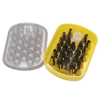 Set de 30 vârfuri pentru decorarea torturilor din oțel inoxidabil, cu cutie de depozitare