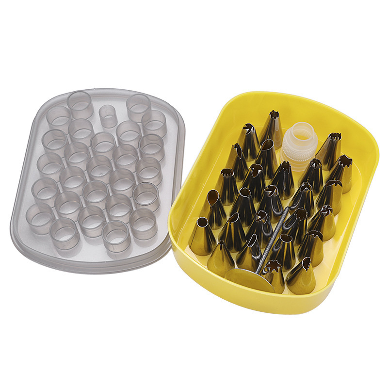 Set de 30 vârfuri pentru decorarea torturilor din oțel inoxidabil, cu cutie de depozitare