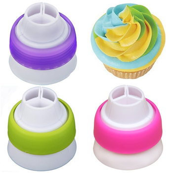 Convertor pentru duze de flori, set mare de 4 piese, design cu trei găuri pentru decorarea torturilor cu cremă