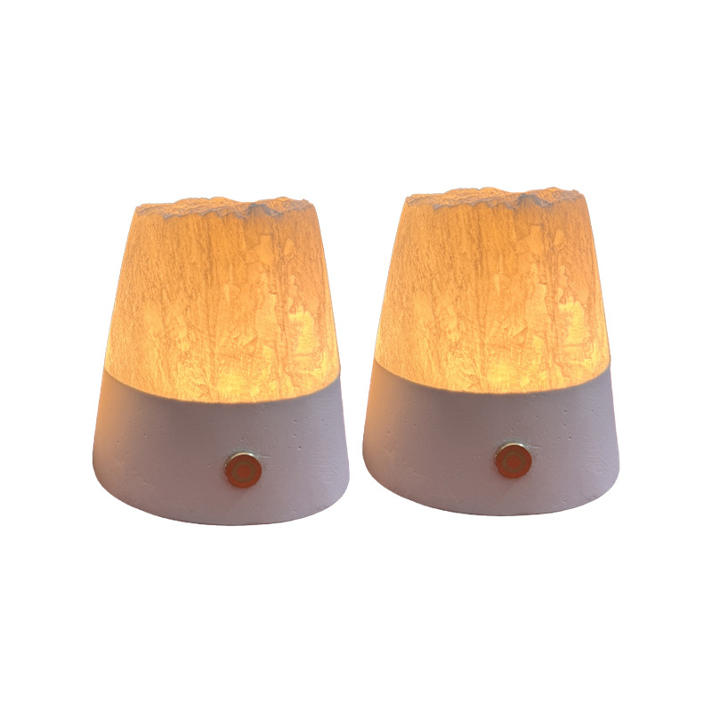 Lampa de noapte conică din gips natural, semi-transparentă, reîncărcabilă, decor, prietenoasă cu ochii, ambianță elegantă în dormitor