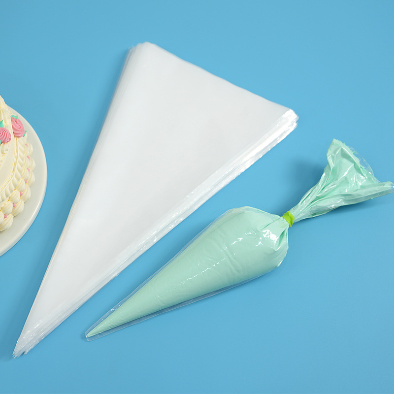 Sac decorare pentru prăjituri, PE transparent, 18 inch, cu închidere dublă, sac triunghiular pentru decorare și cremă, calitate alimentară
