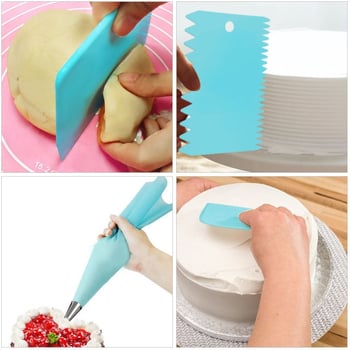 Set decorare torturi din 61 piese, cu platou rotativ pentru tort, duițe de decorare, spatulă pentru cremă și unelte de cofetărie