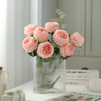 Buchet Austin artificial, cu un singur boboc, trandafiri de mătase, stil european, înălțime 10-30 cm