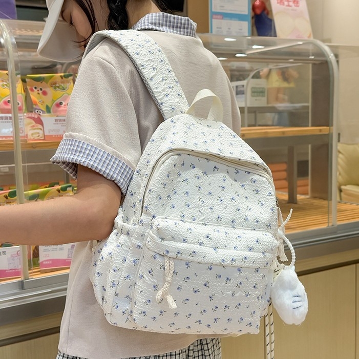 Novi ruksak s cvjetnim uzorkom u japanskom stilu za žene, svjež i svestran, casual putni ruksak