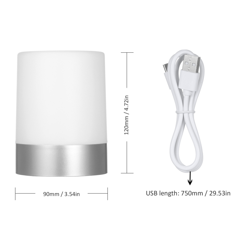 Lampă de masă cu atingere, 7 culori, baterie 3500mAh, iluminare puternică, autonomie lungă, lampă de noapte