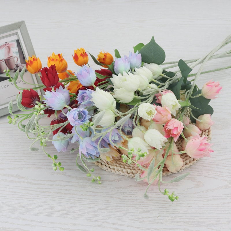 Orhidee Phalaenopsis cu 7 culori, flori artificiale din satin pentru decorul nunții