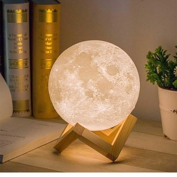 Lampa de noapte 3D alimentată USB, lampă Lună cu trei culori, reglaj nelimitat al luminozității